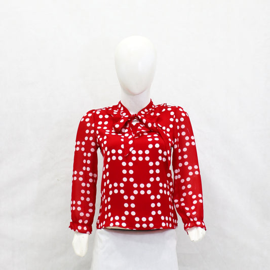 Women Cheffon Dots Short Shirt