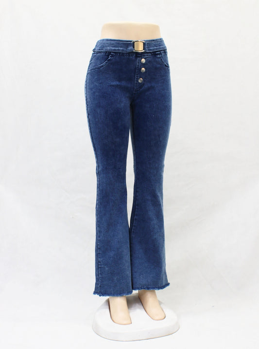 Women Jeans Belt Flare Pent