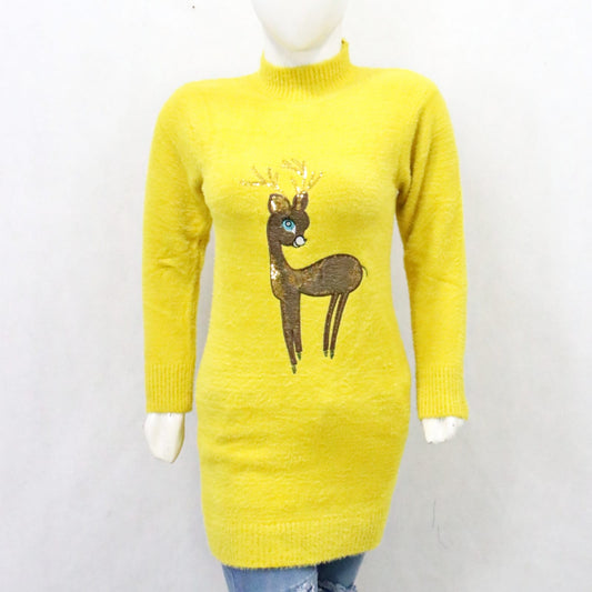 Women Long Volcano Sweater Yellow